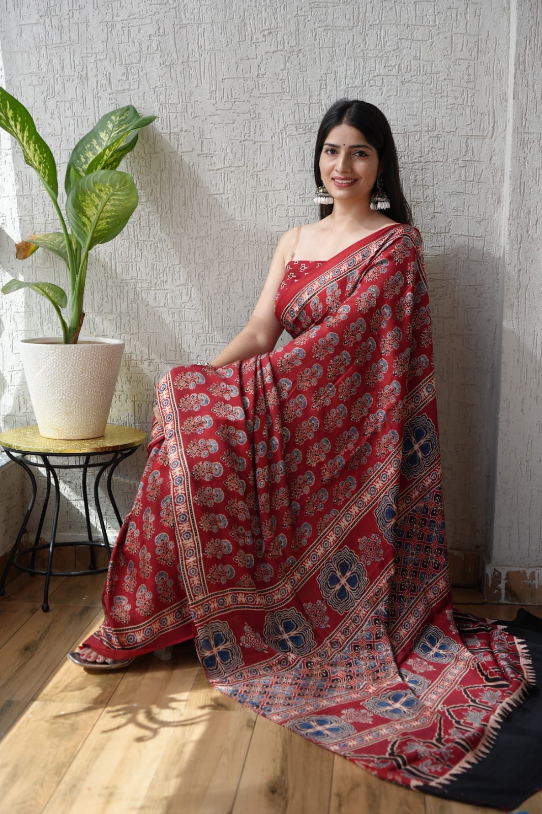 Ajrak Pure Modal Silk Saree