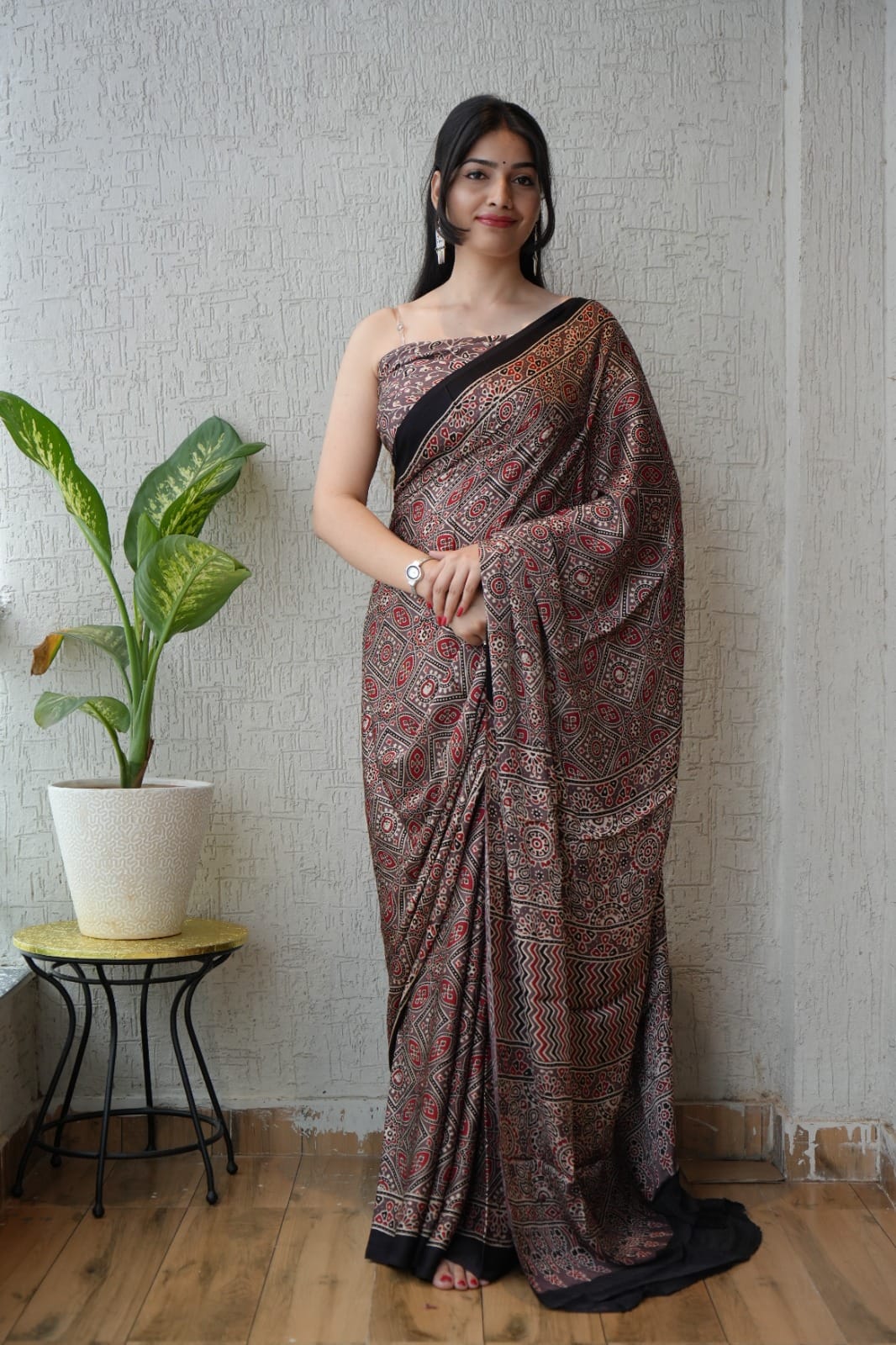 Ajrak Pure Modal Silk Saree