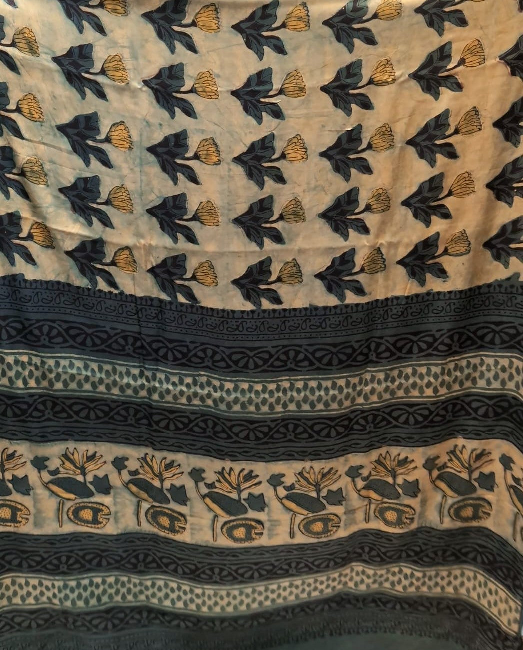 Ajrak-Bagru Pure Modal Silk Saree