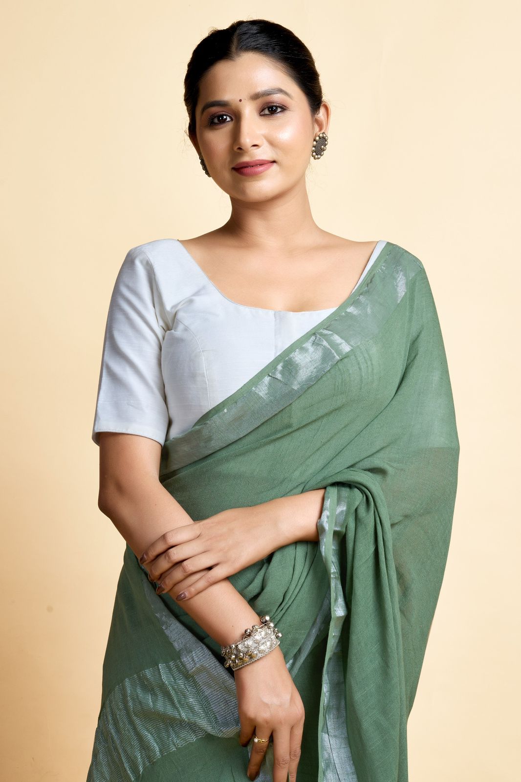 Plain Linen Saree