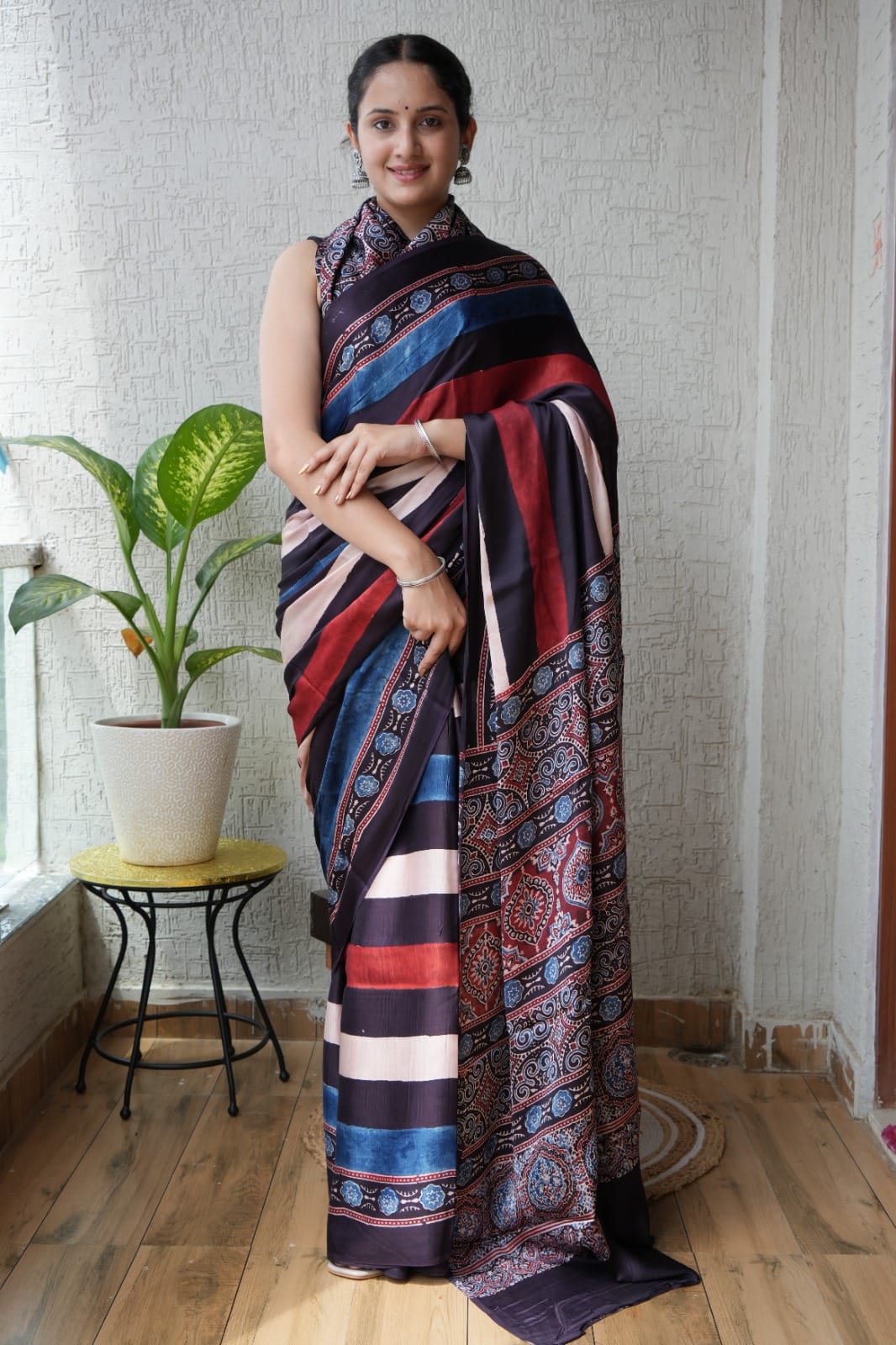 Ajrak Pure Modal Silk Saree