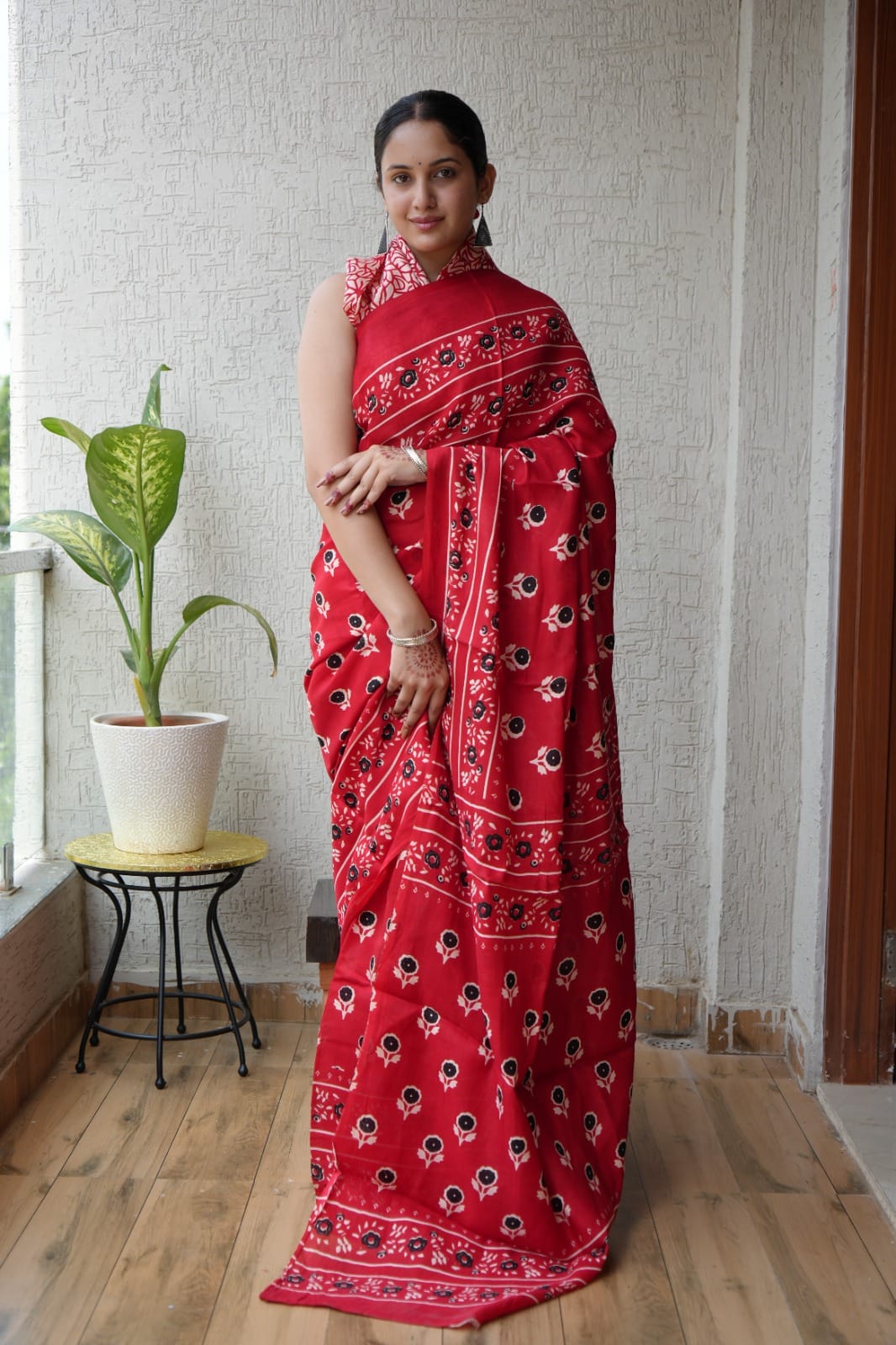 Ajrak-Bagru Pure Modal Silk Saree