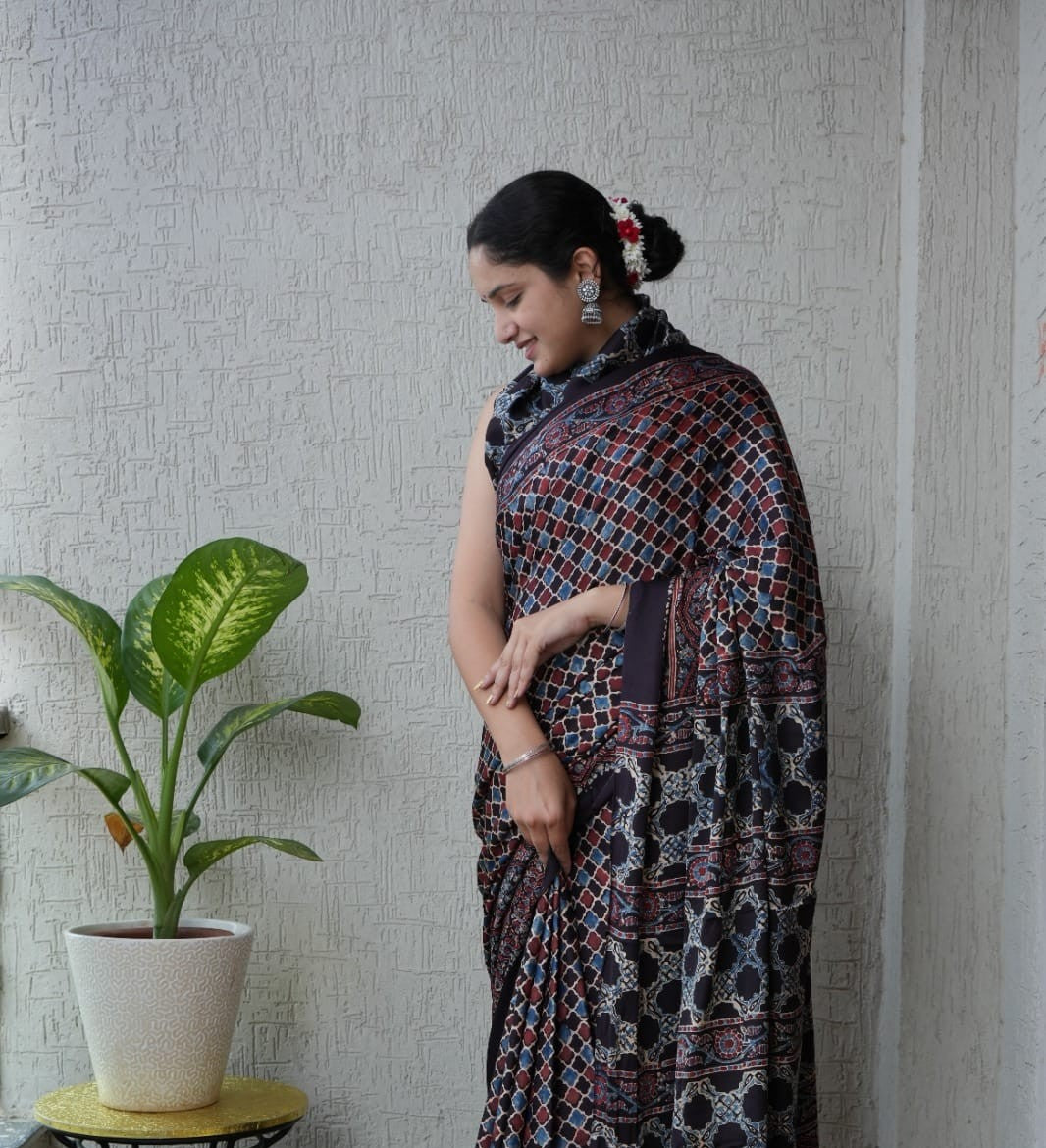 Ajrak Pure Modal Silk Saree