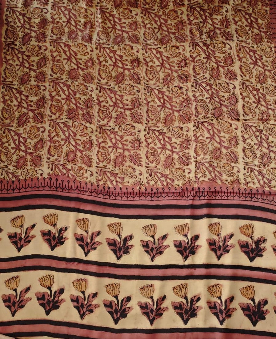 Ajrak-Bagru Pure Modal Silk Saree