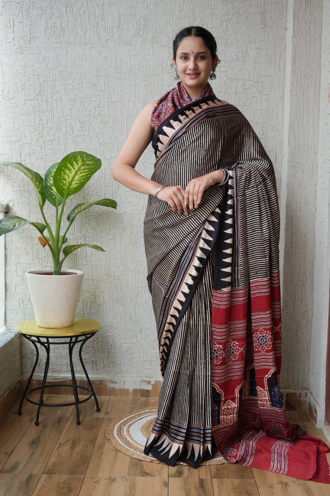 Ajrak Pure Modal Silk Saree