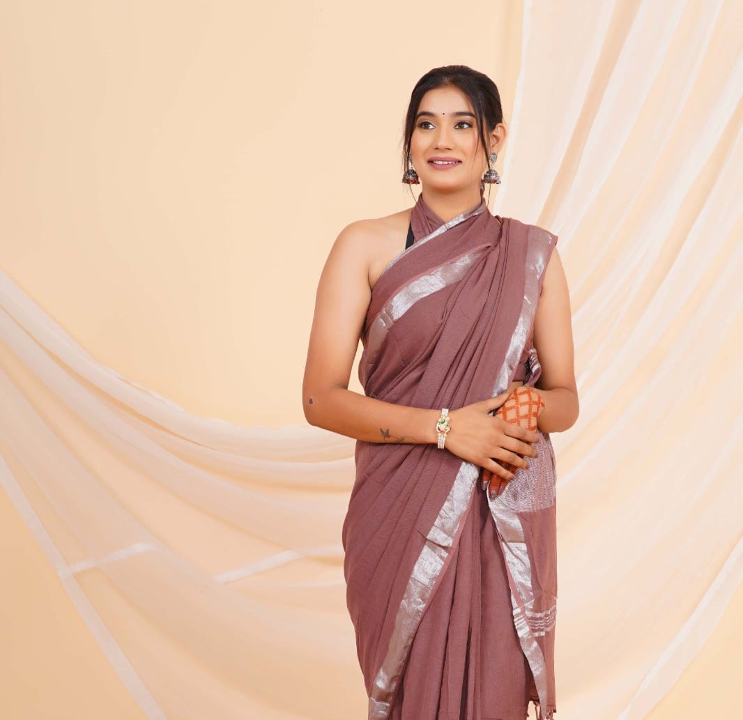 Plain Linen Saree