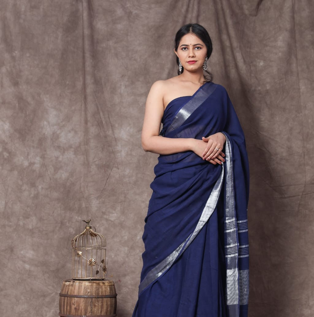 Plain Linen Saree