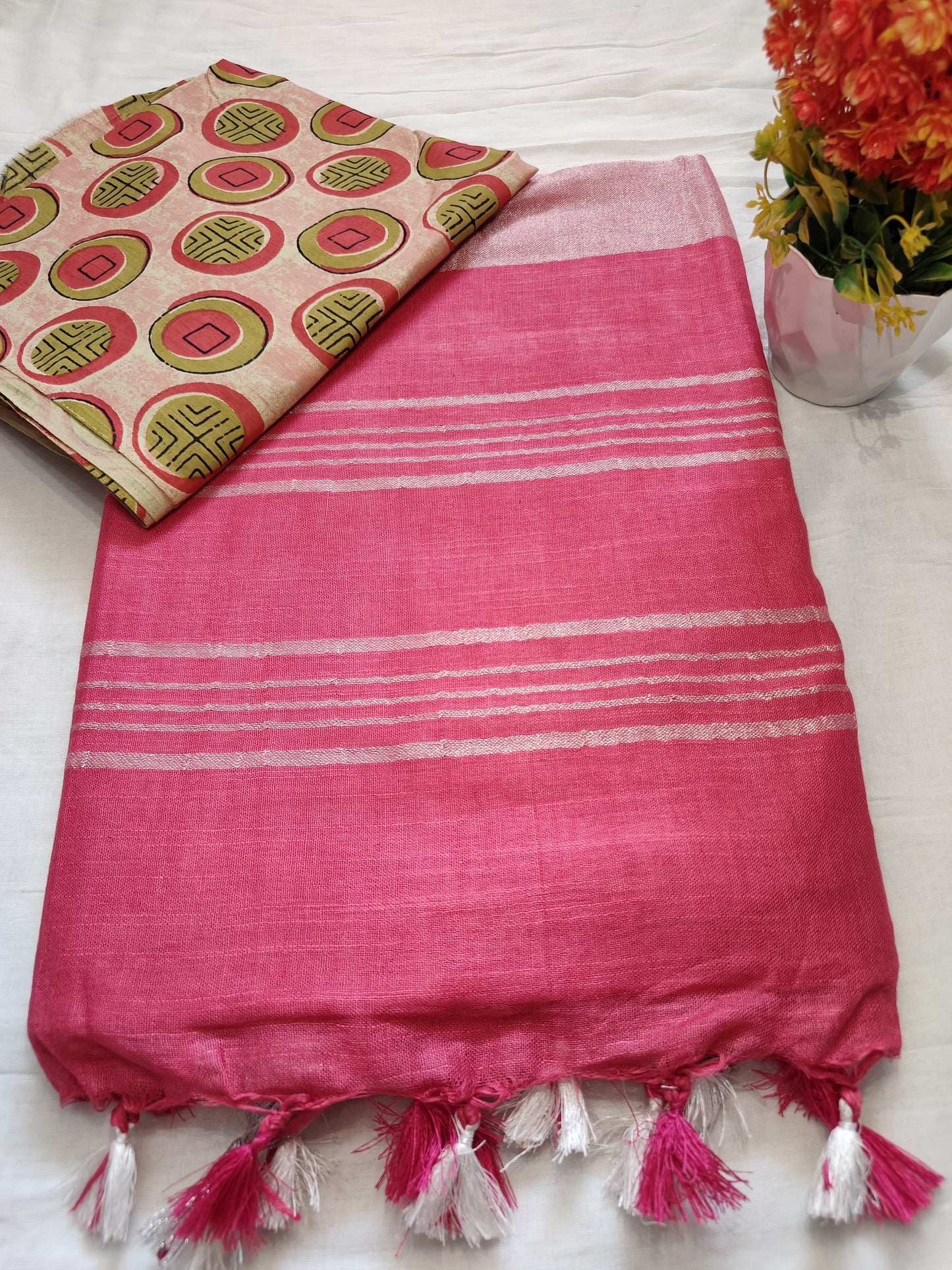 Plain Linen Saree