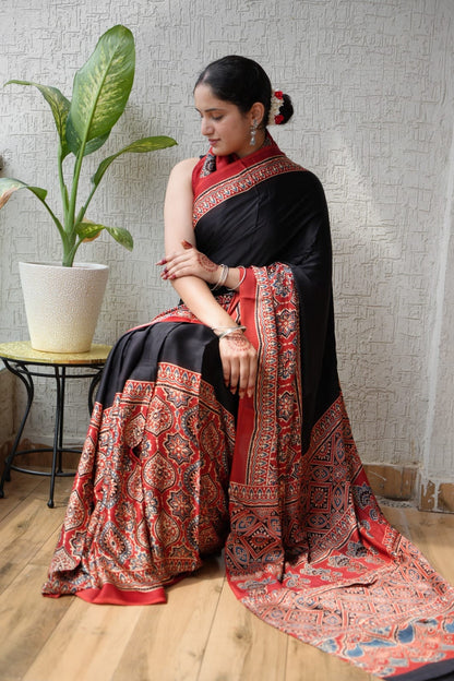 Ajrak Pure Modal Silk Saree