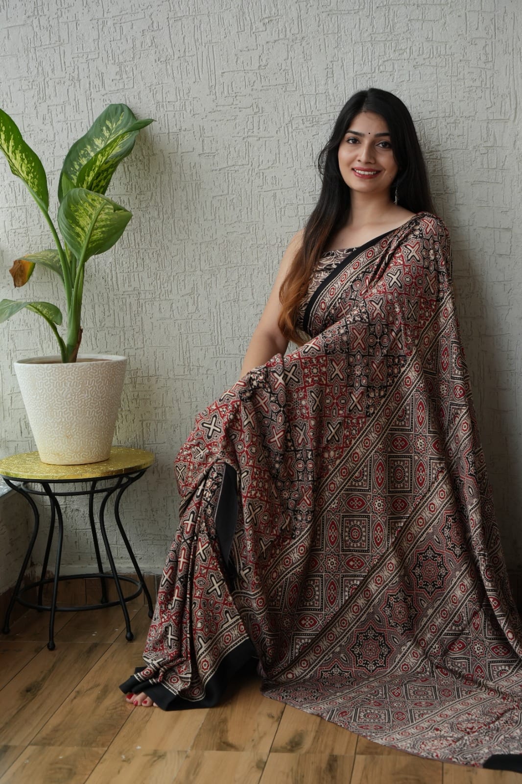 Ajrak Pure Modal Silk Saree