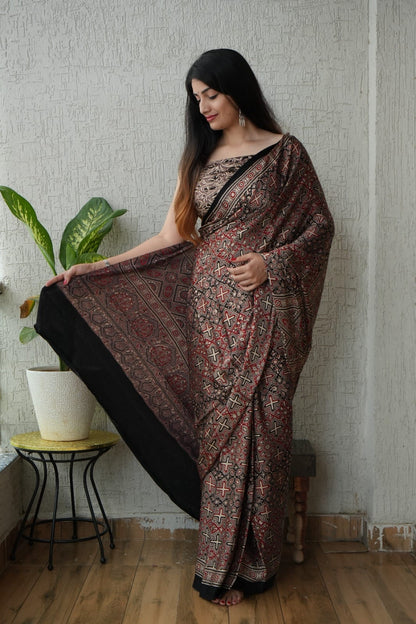 Ajrak Pure Modal Silk Saree