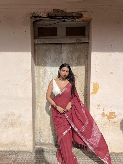 Plain Linen Saree