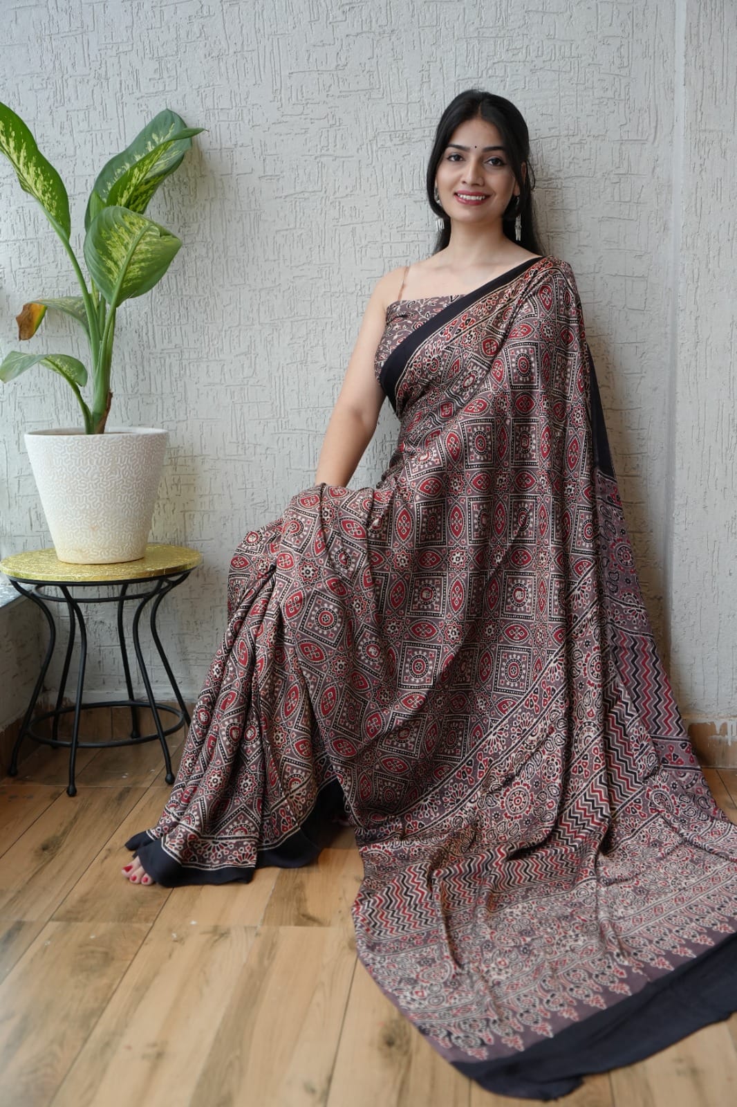 Ajrak Pure Modal Silk Saree