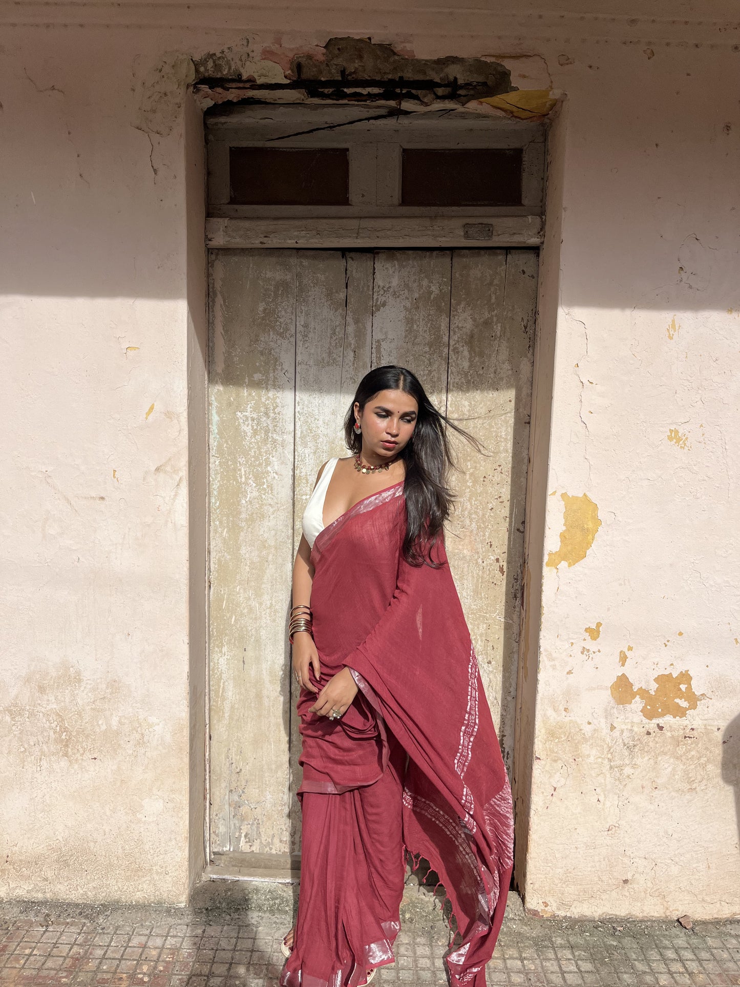 Plain Linen Saree