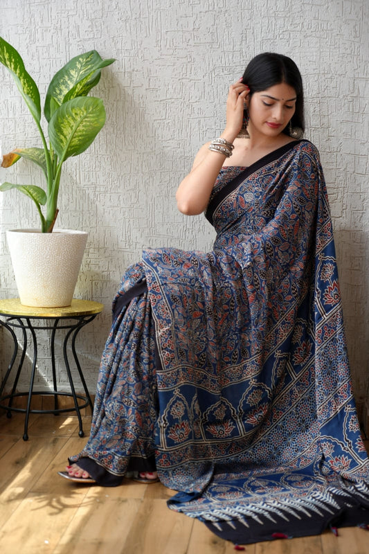 Ajrak Pure Modal Silk Saree