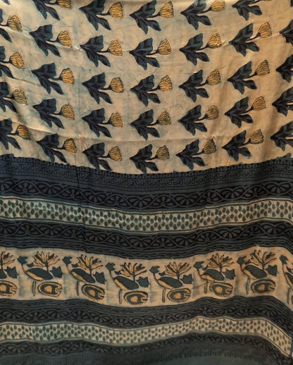 Ajrak-Bagru Pure Modal Silk Saree