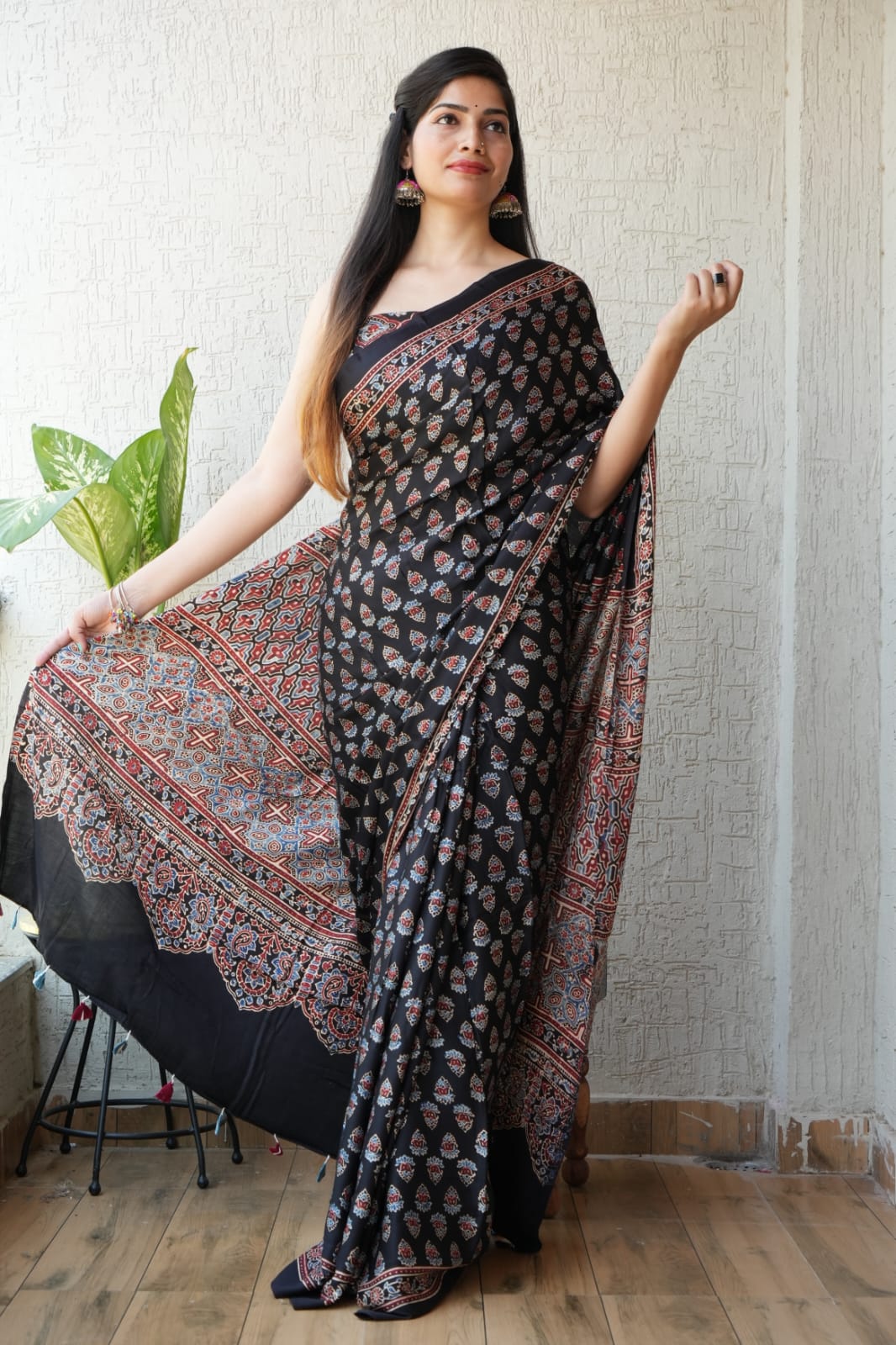 Ajrak Pure Modal Silk Saree