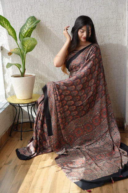 Ajrak Pure Modal Silk Saree