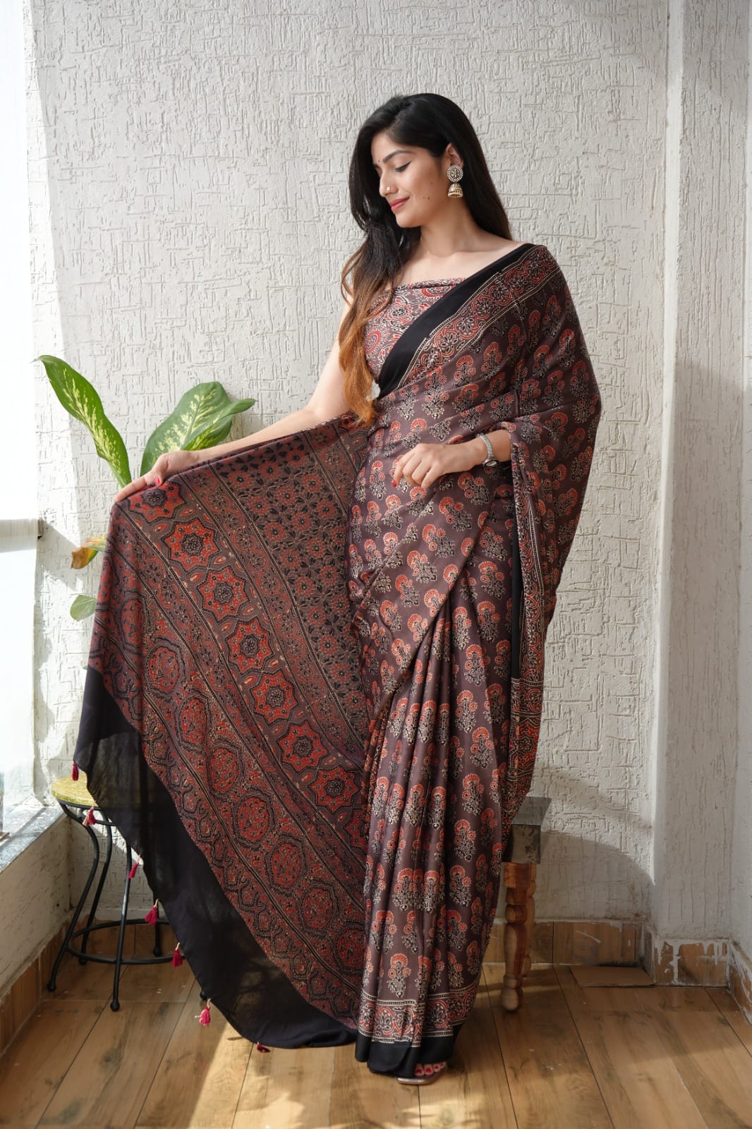 Ajrak Pure Modal Silk Saree