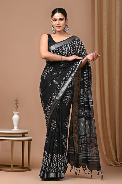 Cotton Linen Saree