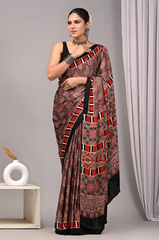 Ajrak Pure Modal Silk Saree