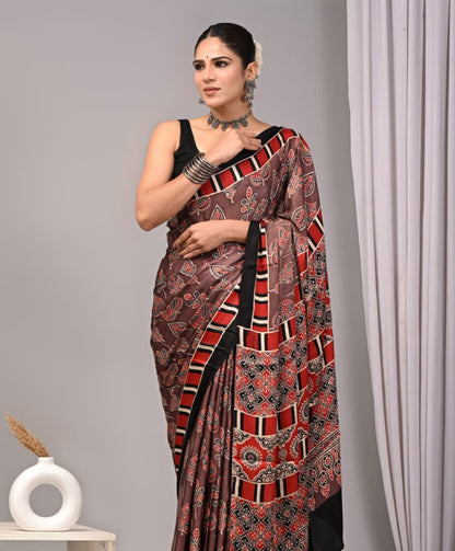 Ajrak Pure Modal Silk Saree