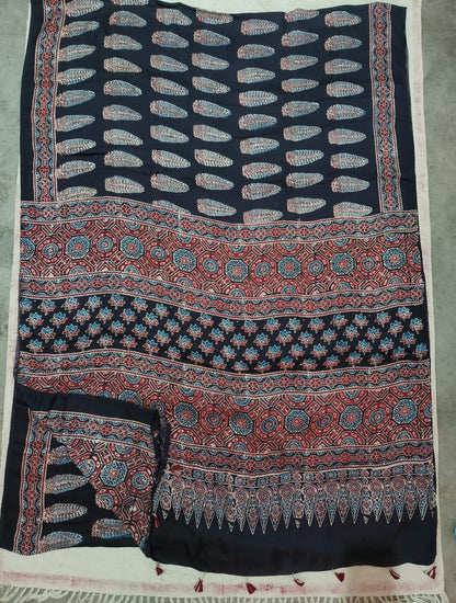 Ajrak Pure Modal Silk Saree