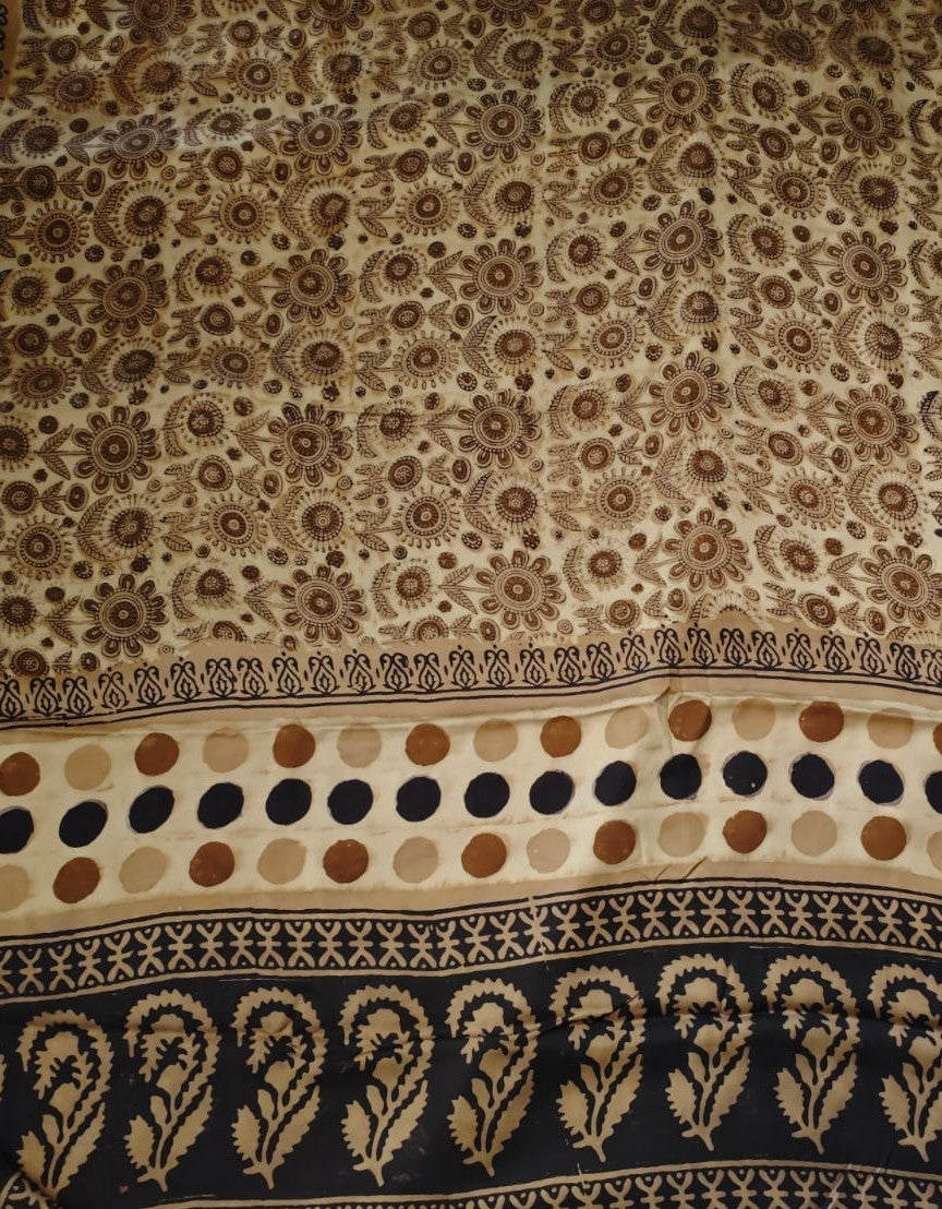 Ajrak-Bagru Pure Modal Silk Saree