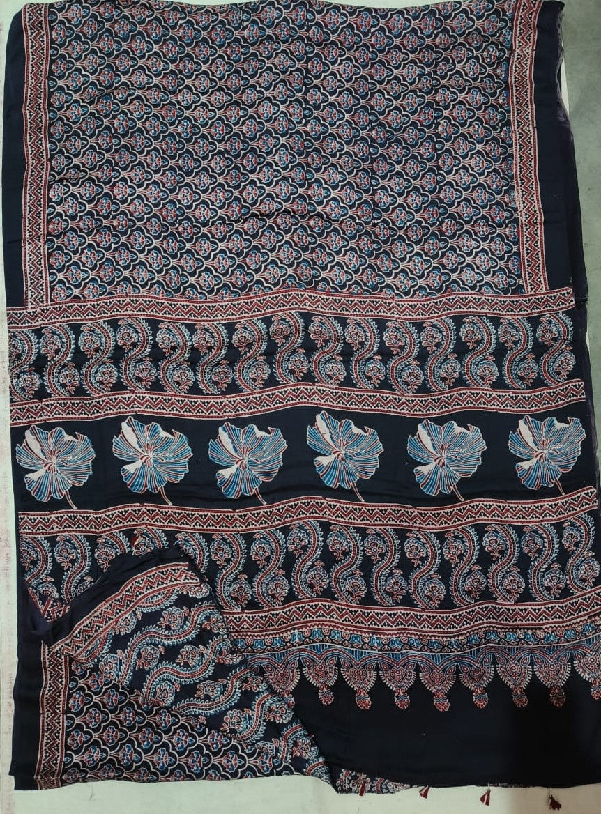 Ajrak Pure Modal Silk Saree