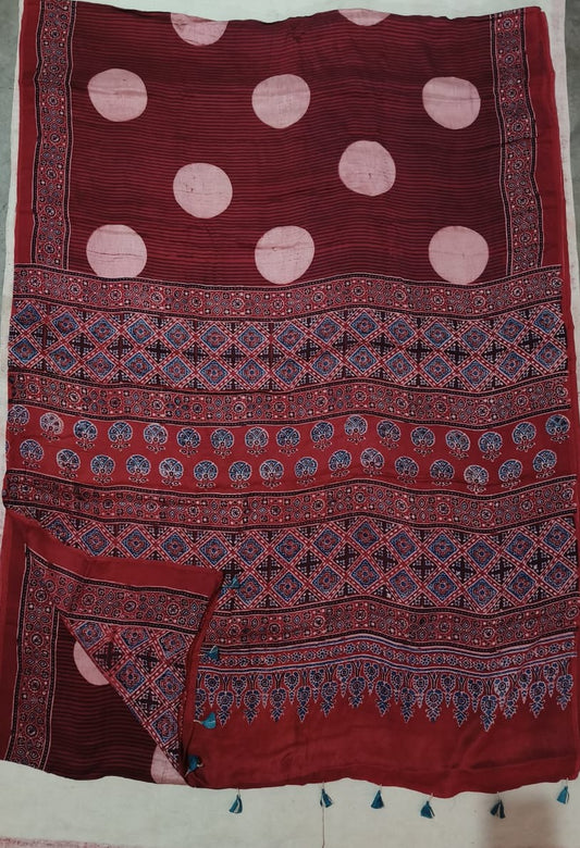 Ajrak Pure Modal Silk Saree