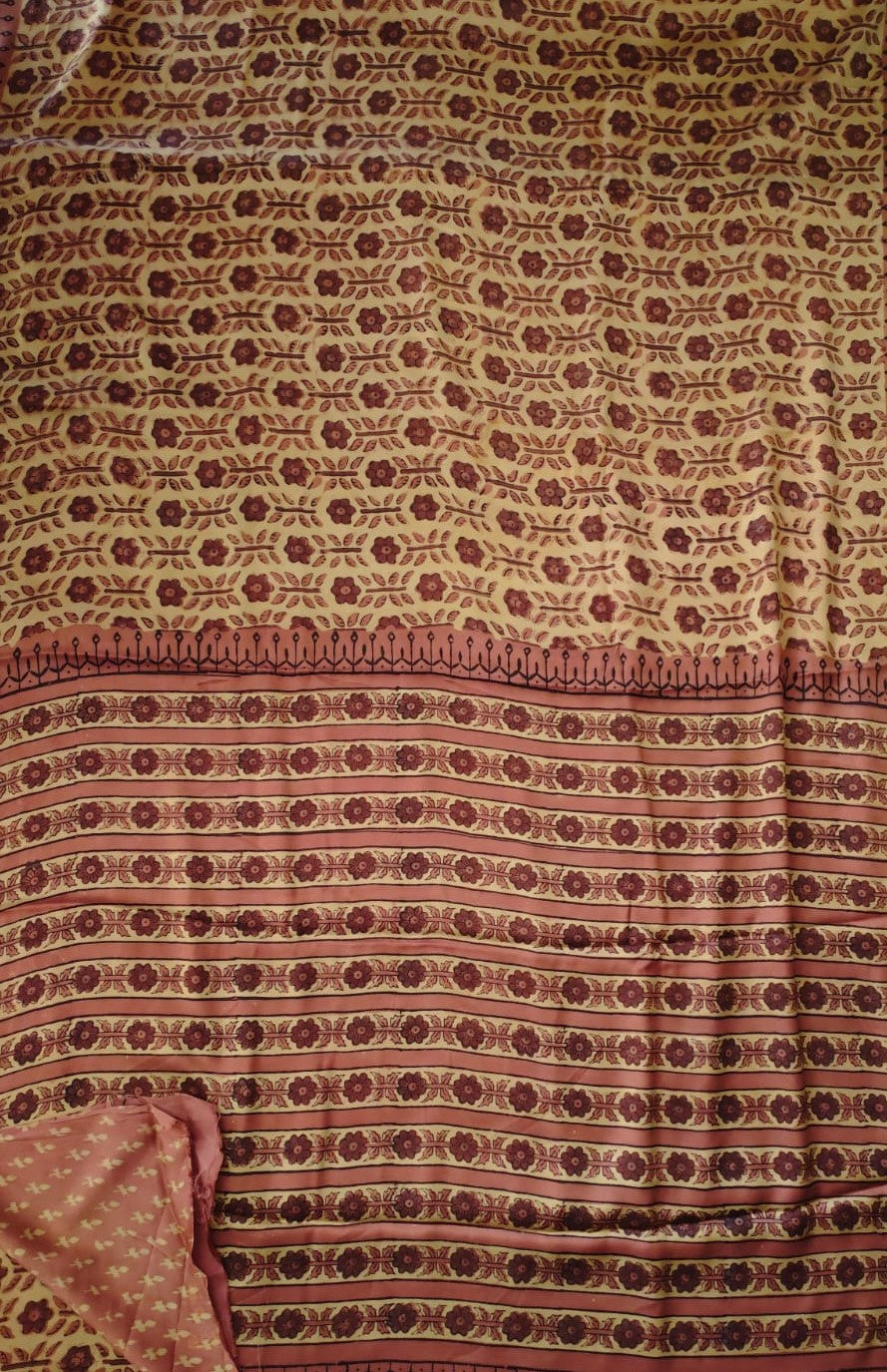 Ajrak-Bagru Pure Modal Silk Saree