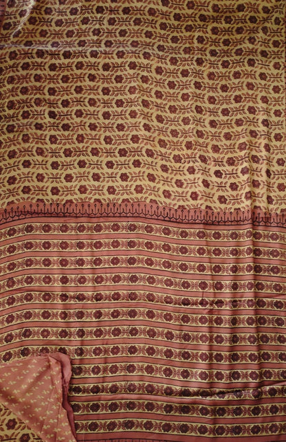 Ajrak-Bagru Pure Modal Silk Saree