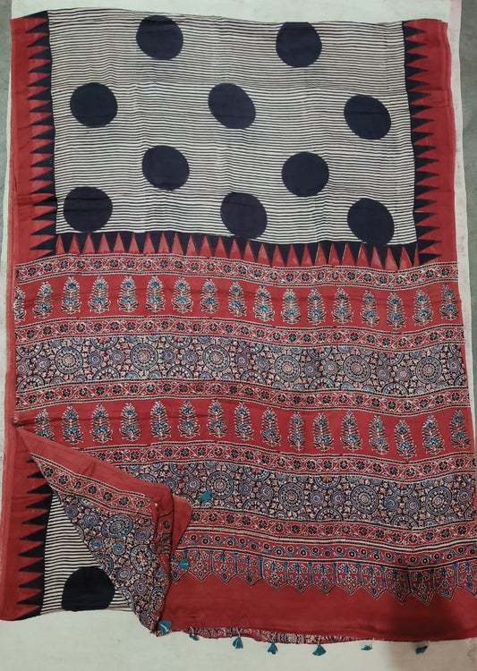Ajrak Pure Modal Silk Saree