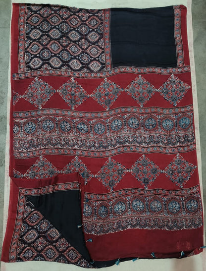 Ajrak Pure Modal Silk Saree