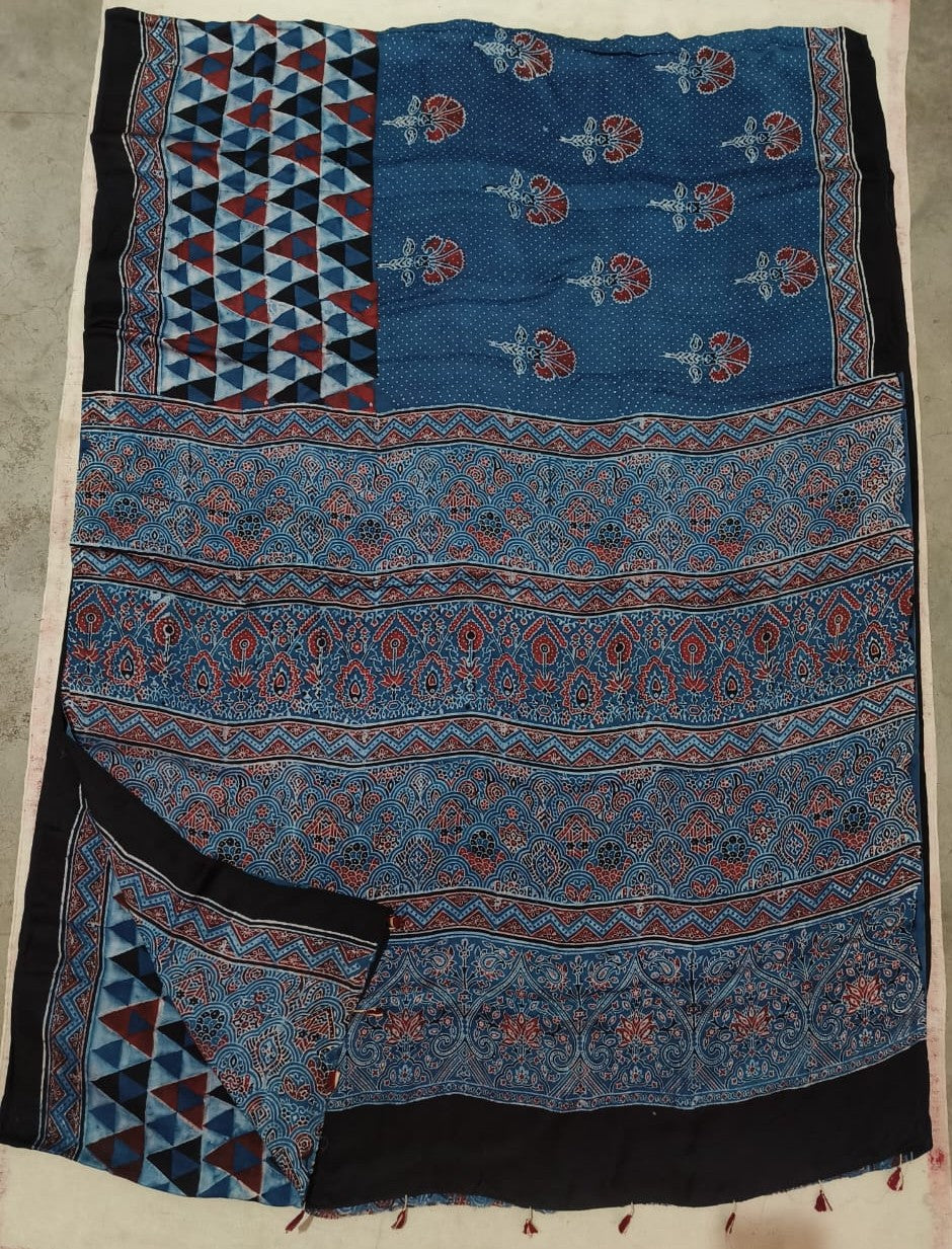 Ajrak Pure Modal Silk Saree