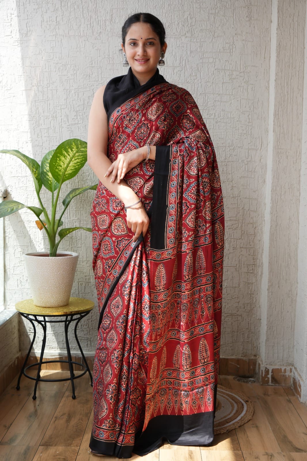 Ajrak Pure Modal Silk Saree