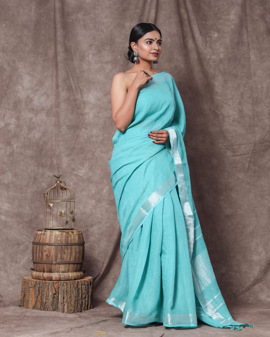 Plain Linen Saree