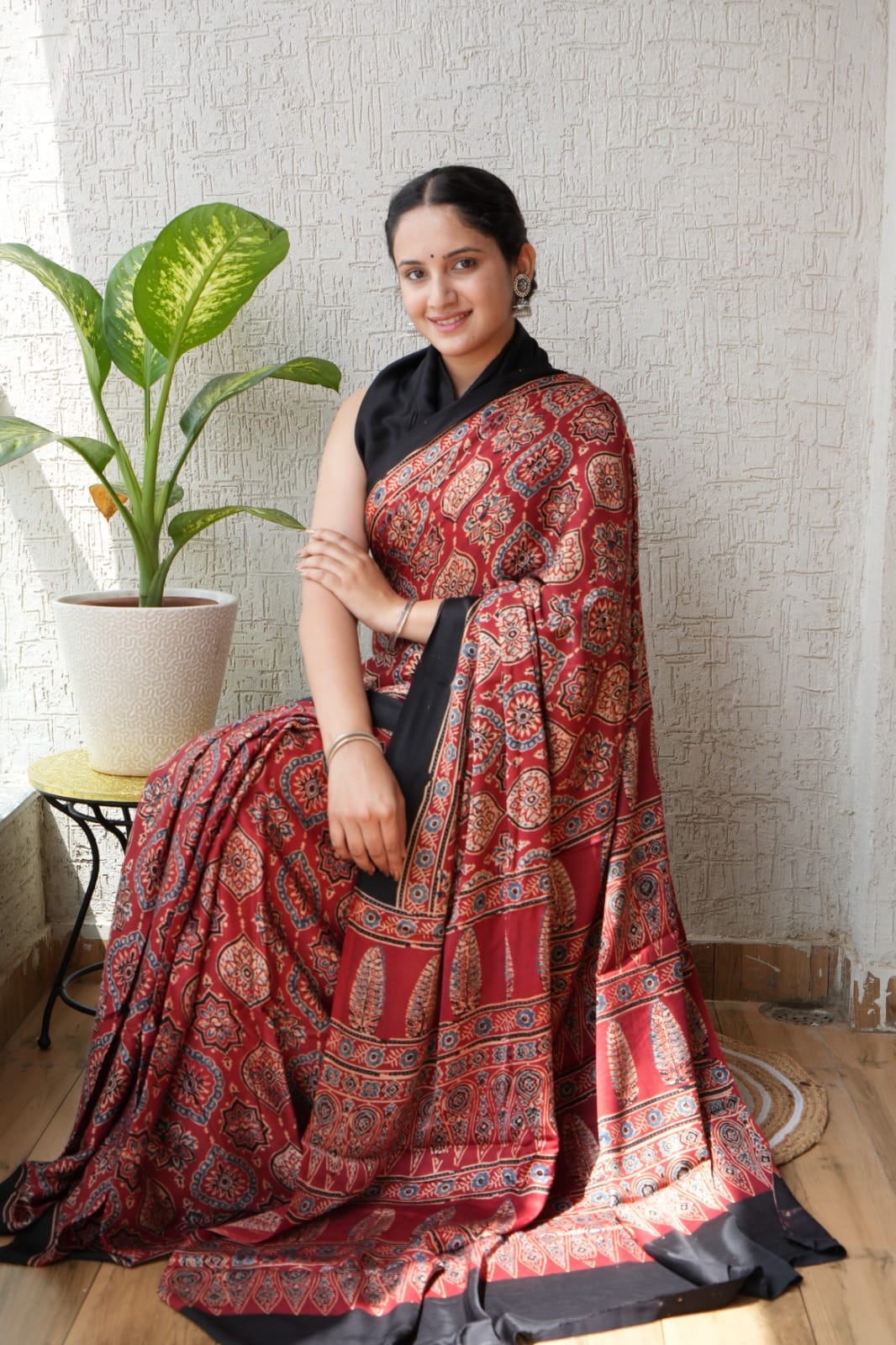 Ajrak Pure Modal Silk Saree