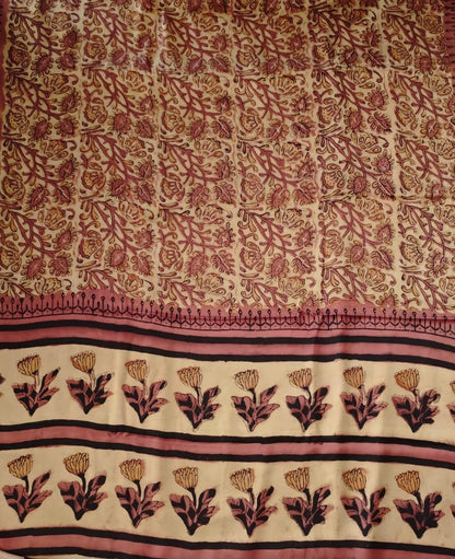 Ajrak-Bagru Pure Modal Silk Saree