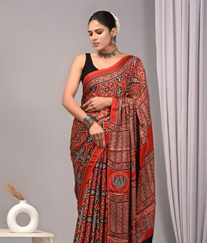 Ajrak Pure Modal Silk Saree