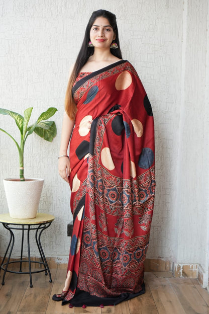 Ajrak Pure Modal Silk Saree