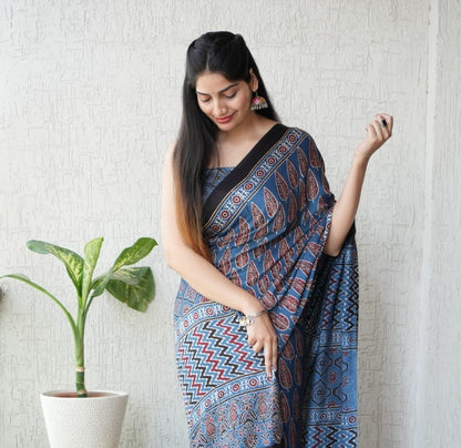 Ajrak Pure Modal Silk Saree
