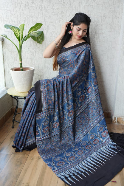Ajrak Pure Modal Silk Saree