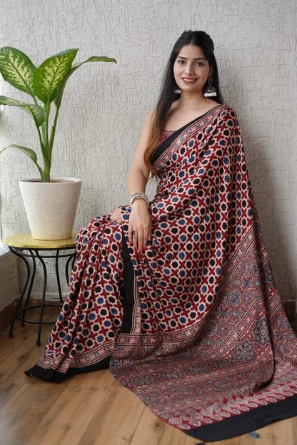 Ajrak Pure Modal Silk Saree