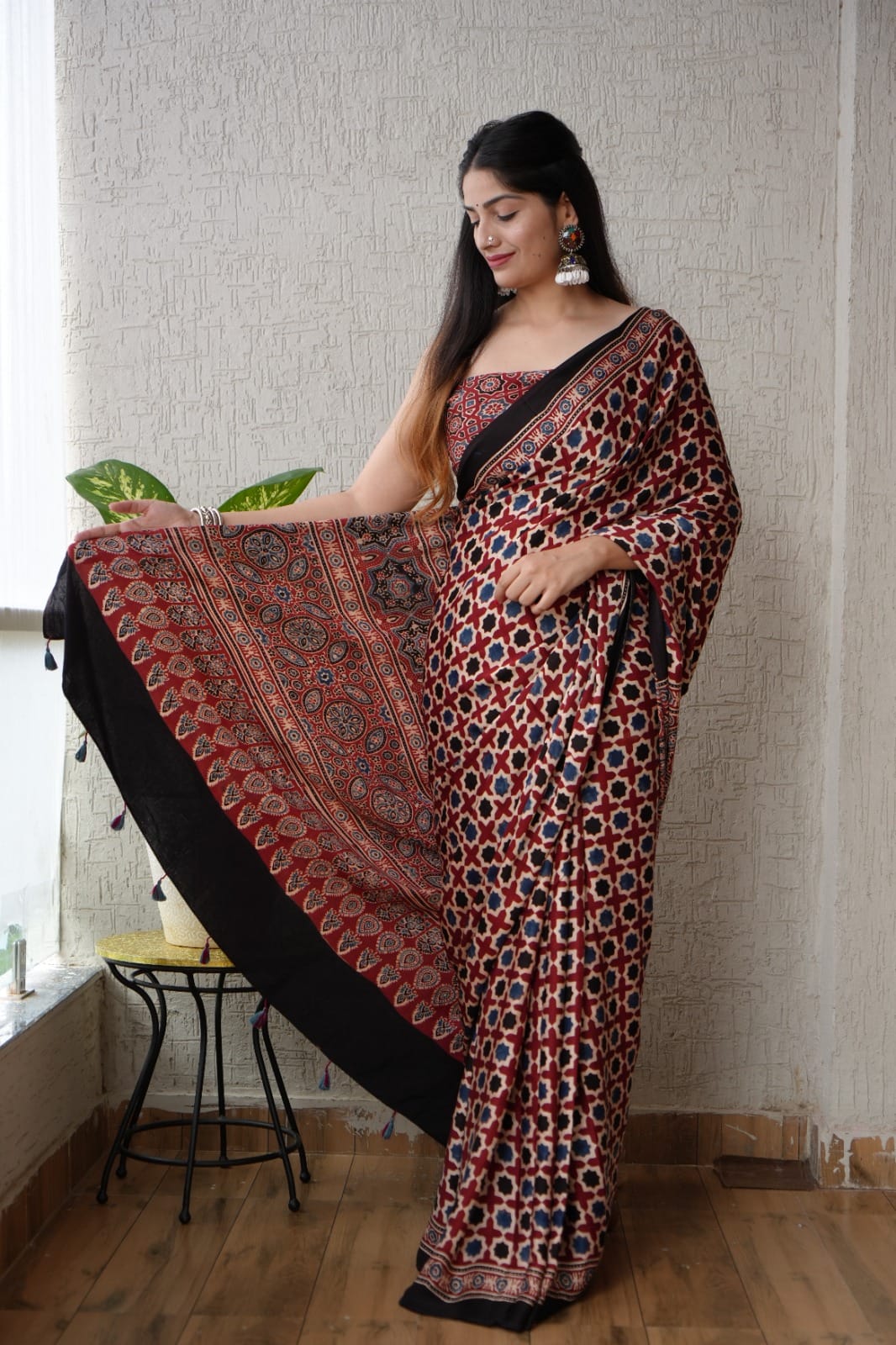 Ajrak Pure Modal Silk Saree