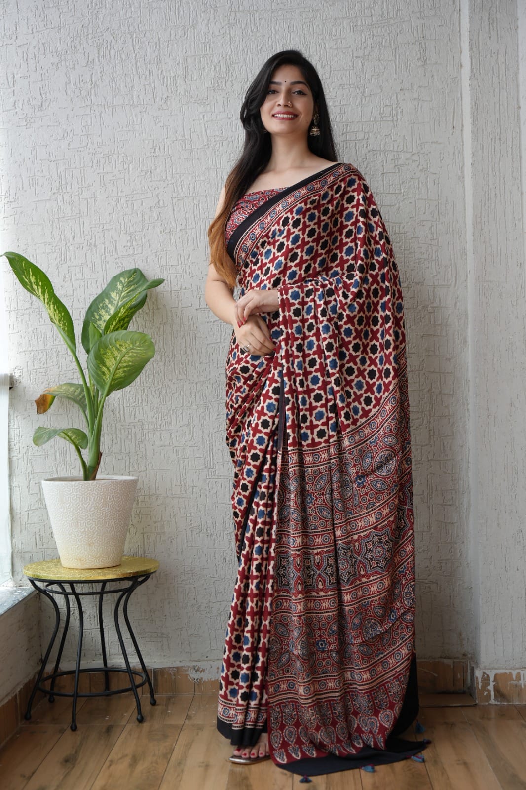 Ajrak Pure Modal Silk Saree
