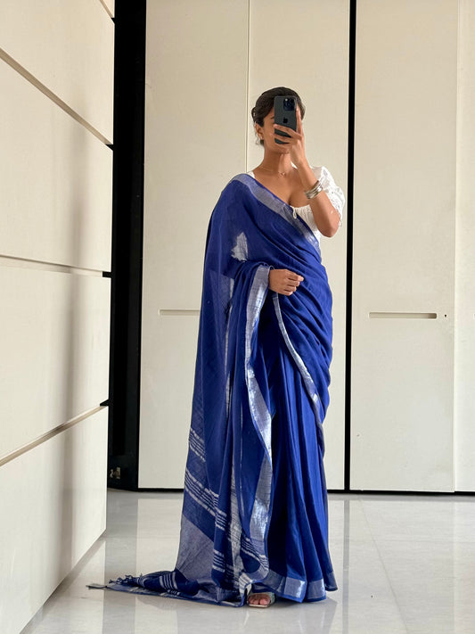Plain Linen Saree
