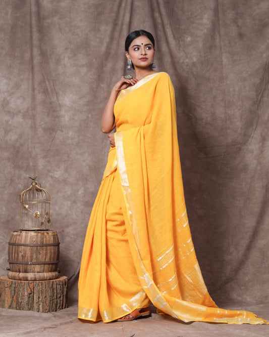 Plain Linen Saree