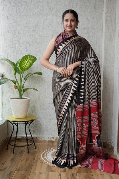 Ajrak Pure Modal Silk Saree