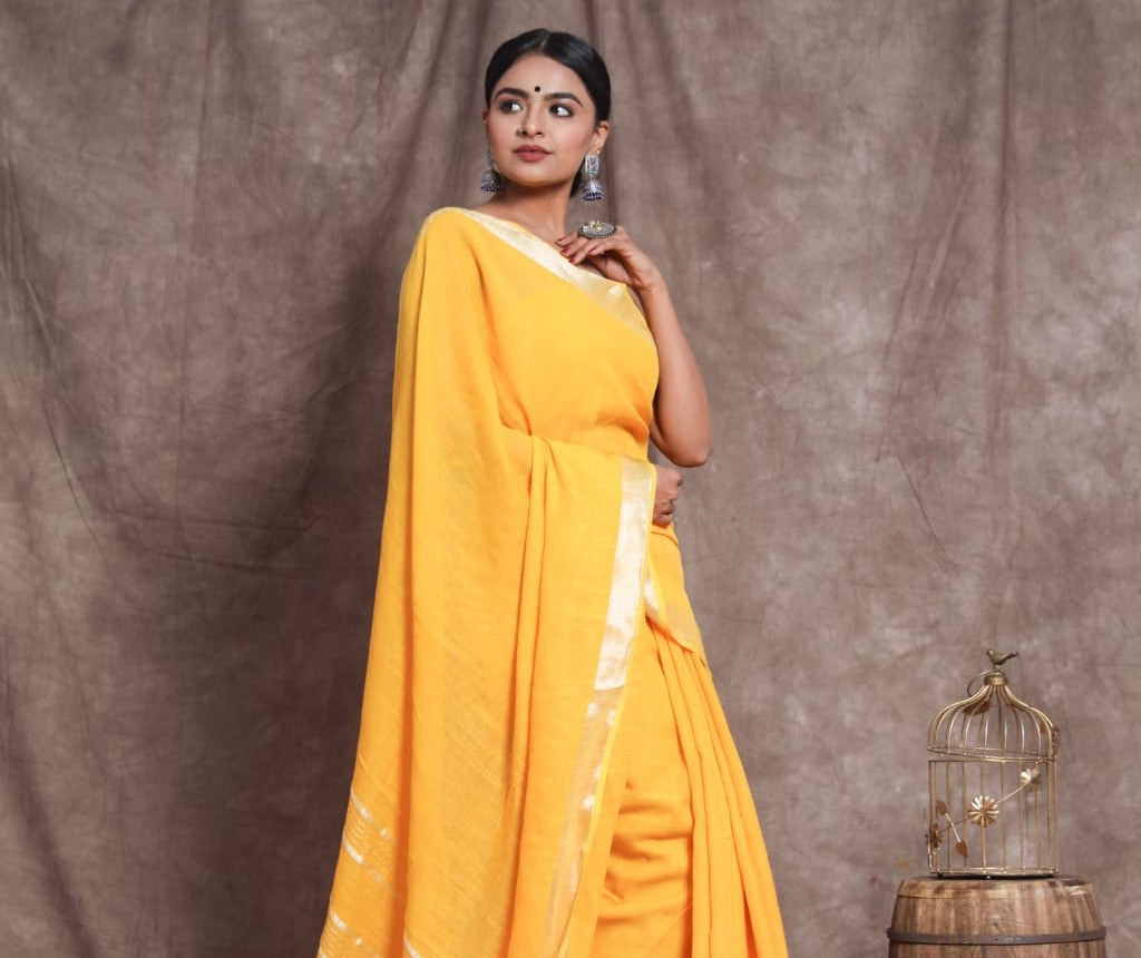 Plain Linen Saree